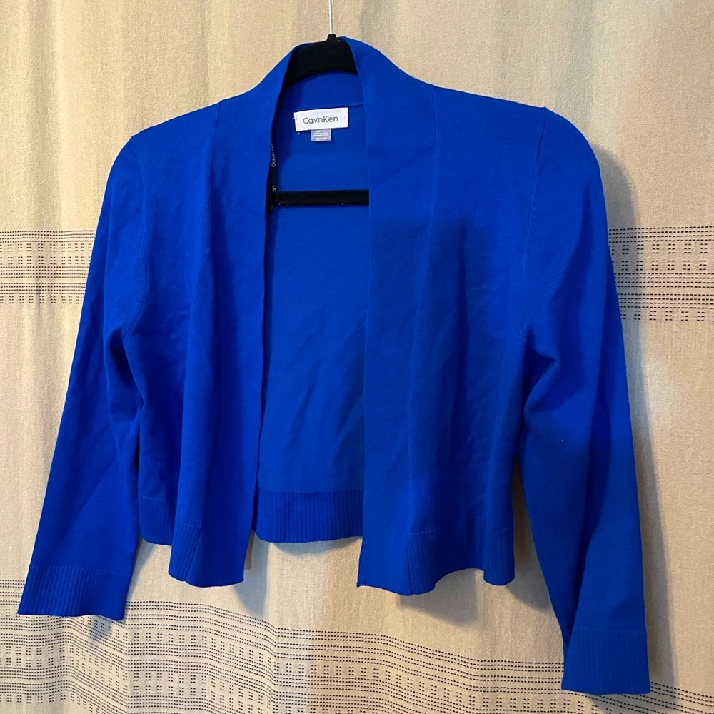 Calvin Klein Cropped Cardigan • Electric Blue • size S • NEVER WORN